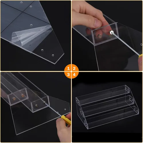 Miniatura 4 de METALLIXITY Estante de especias acrílico, organizador de 6 niveles transparente para especias para condimentos, elevadores de exhibición, adecuado