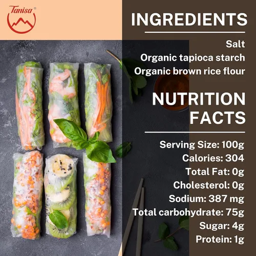Miniatura 5 de TANISA Envoltura orgánica del papel del arroz integral, rollos frescos de los envoltorios del papel del arroz del rollo de la primavera sin gluten