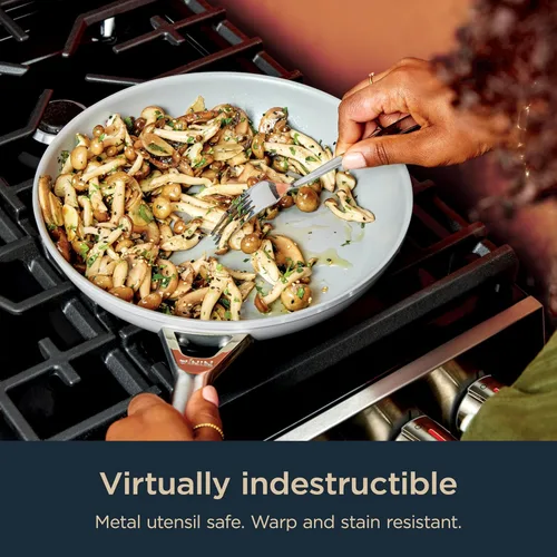 Miniatura 3 de Ninja Ceramic Pro Juego de utensilios de cocina de cerámica de 11 piezas, juego de ollas y sartenes antiadherentes con tapas de vidrio, no tóxico
