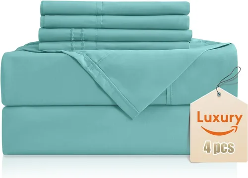 Miniatura 54 de CozySmile Juego de sábanas transpirables y refrescantes, sábanas de lujo de 4 piezas con bolsillo profundo para cama de tamaño matrimonial, se Beige