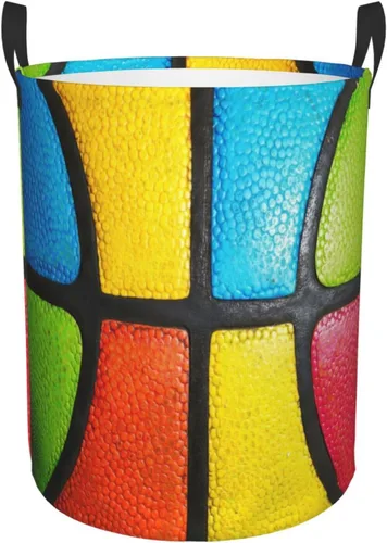 Miniatura 11 de Cesta redonda de baloncesto para ropa sucia, cesta de almacenamiento con textura de bola, juguetes, organizador de ropa, para el hogar, baño