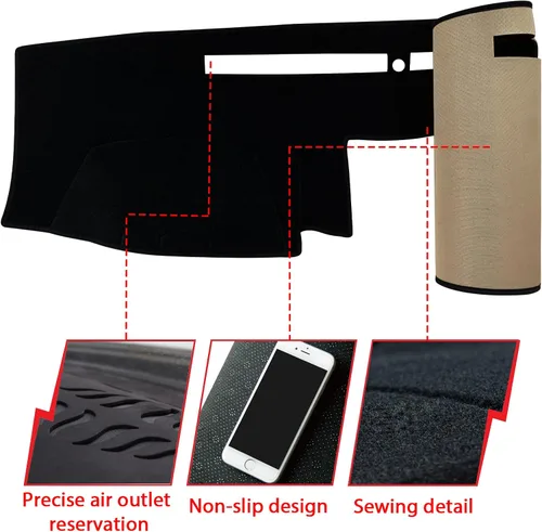 Miniatura 2 de Tapete para Cubierta de Tablero de Instrumentos Compatible con Nissan Frontier 2007-2021 Suzuki Equator 2009-2012 Protector Antideslizante con Borde