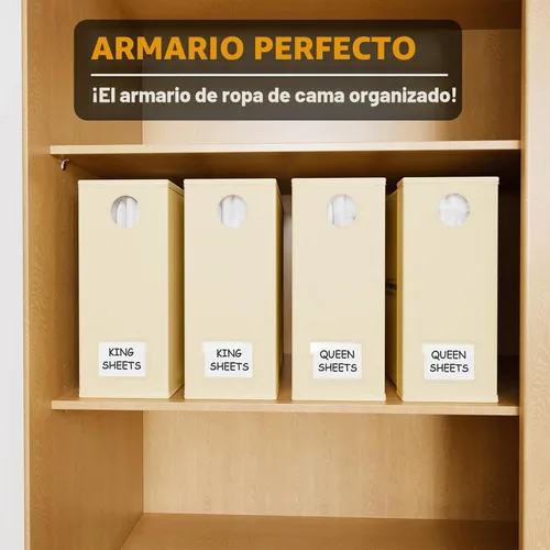 Miniatura 5 de SpaceAid Paquete de 4 organizadores de sábanas y almacenamiento, organizador de sábanas plegable para armario de lino, juego de sábanas con ventana