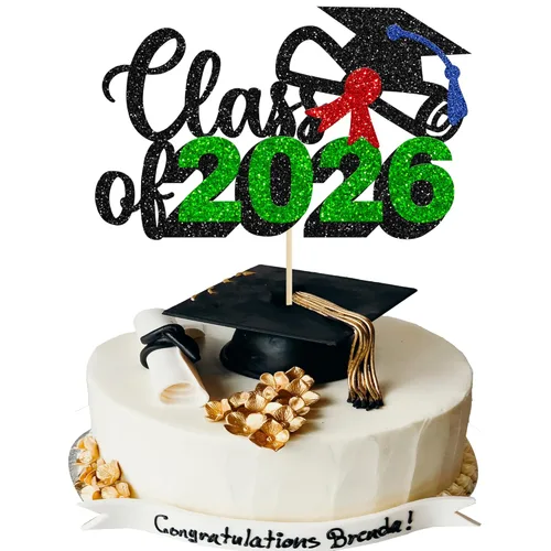 Miniatura 9 de Gyufise 1 decoración de pastel de graduación azul 2024 de felicitaciones para tartas de graduación 2024, decoración de pastel con purpurina