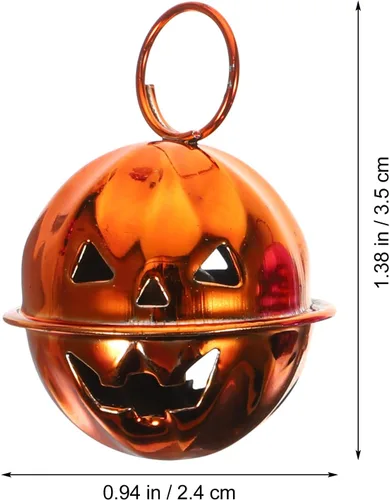 Miniatura 2 de Campanas de calabaza de Halloween, cascabeles pequeños de metal para decoración de fiestas, suministros de manualidades con sonido claro, mini