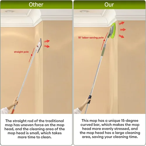 Miniatura 4 de Limpiador de Pared, Trapeador de Pared de Máximo 66'' con Mango Largo, Trapeador de Polvo para Techo con Poste de Extensión de Codo Ahorrador
