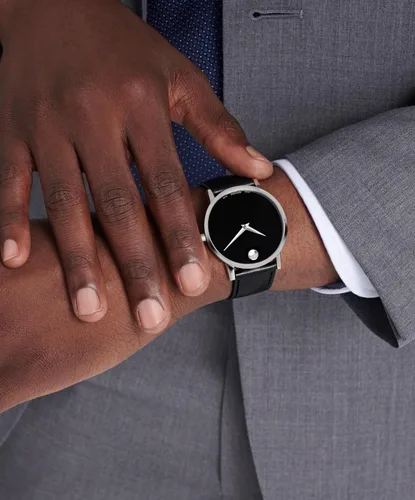 Miniatura 4 de Movado Reloj Museum Classic para hombre, movimiento de cuarzo suizo, correa de piel de becerro, resistencia al agua 3 ATM, reloj clásico y de lujo