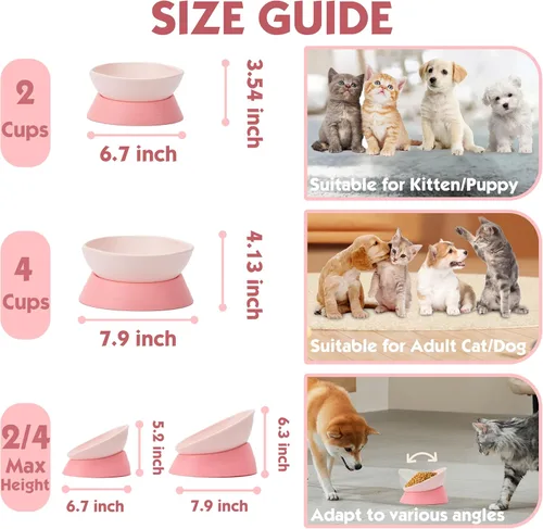 Miniatura 3 de Cuenco de comida de bulldog francés, cuenco inclinado para agua y comida de pug para gatos, comedero para perros pequeños, cachorros y gatos de cara