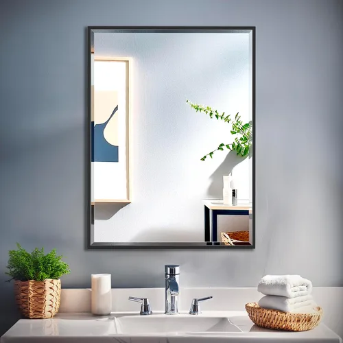 Miniatura 15 de Gatco Espejo de pared de baño 1820, 28 pulgadas de alto x 21 pulgadas de ancho, espejo moderno para sala de estar, tocador, diseño delgado, espejo