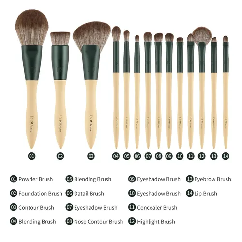 Miniatura 6 de DUcare Brochas de maquillaje, 14 piezas con 3 esponjas de maquillaje, bolsa de cosméticos y peine de pestañas