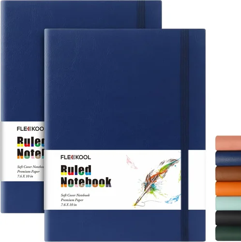 Miniatura 8 de Diarios de negocios, paquete de 2 cuadernos B5 de rayas universitarias de tapa suave grande con papel rayado grueso de 100gsm, 376 páginas