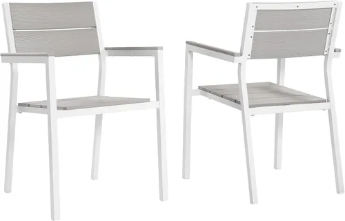 Miniatura 7 de Modway Sillas de dos brazos de aluminio para patio al aire libre de Maine en gris marrón