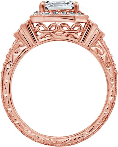Miniatura 28 de Amazon Essentials Anillo antiguo de plata de ley chapada en platino o oro con circonita cúbica de elementos infinitos de corte Asscher
