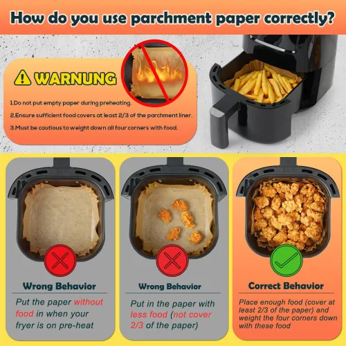 Miniatura 7 de BYKITCHEN Forros pequeños para freidora de aire de 1 a 3 cuartos de galón, hoja de papel pergamino mini freidora de aire de 5.5 pulgadas, compatible