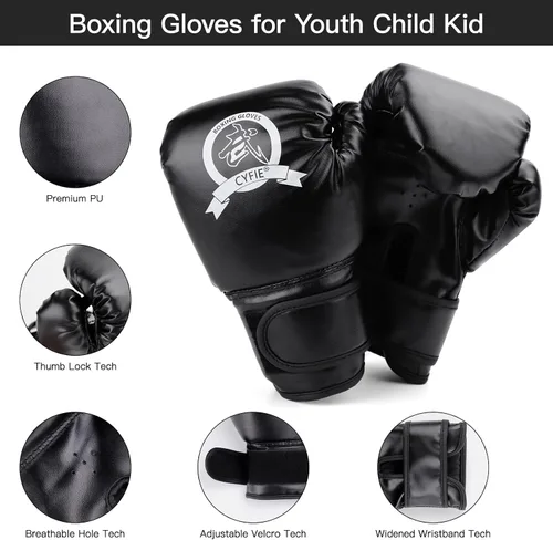 Miniatura 4 de Juego de guantes de boxeo 3 en 1, guantes de boxeo, juego de guantes de karate para niños, almohadilla de brazo para principiantes, guantes de boxeo