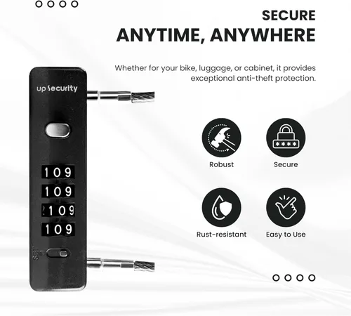Miniatura 3 de Candado de cable con cerradura de combinación, contenedores de almacenamiento y equipo para exteriores, cerraduras de bicicleta para casco, scooter