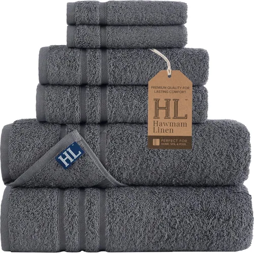 Miniatura 70 de Juego de 6 toallas de baño negras para baño, algodón turco original, suave, absorbente y de primera calidad, 2 toallas de baño, 2 manos y 2 toallas