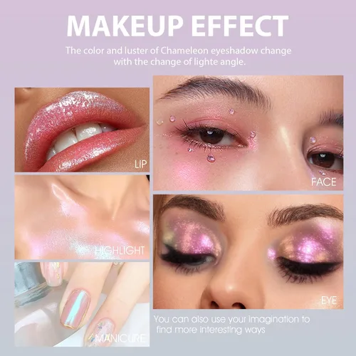 Miniatura 4 de Sombra de Ojos Camaleón Líquida Metálica, Looks de Ojos Multidimensionales, Sombras de Ojos con Purpurina Holográfica Multicromática de Larga