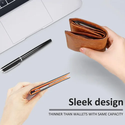 Miniatura 3 de ZECICO Billetera minimalista para hombre con tarjetero RFID con clip para dinero, elegante bolsillo frontal delgado, billeteras plegables