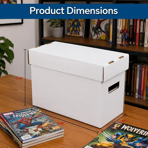 Miniatura 2 de PIT66 Paquete de 3 cajas de cómics de almacenamiento de cómics con capacidad para 150-175 cómics plegables y apilables, caja corta de cómics a