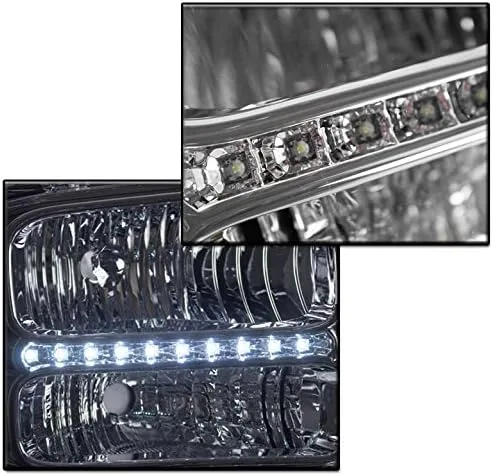 Miniatura 2 de Faros delanteros de repuesto de barra LED, cromados, compatibles con Ford F-250 F-350 F-450 F-550 Super Duty 2005-2007