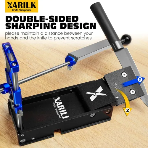 Miniatura 6 de Sistema de afilado de cuchillos portátil plegable, kit de afilador de cuchillos ajustable con 3 placas de aluminio con diamantes
