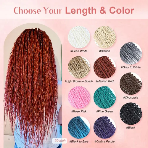 Miniatura 6 de Extensiones de rastas SE de 30 hebras de 30 pulgadas, extensiones de rastas sintéticas mixtas 3 en 1, extensiones de rastas negras rizadas y rectas