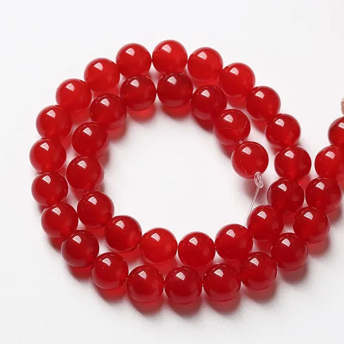 Miniatura 5 de 36 cuentas de calcedonia de jade rojo natural de 25/64 pulgadas (0.394 in), redondas sueltas, piedras preciosas energéticas curativas, para hacer