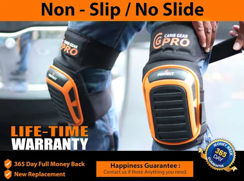 Miniatura 6 de CARIB GEAR PRO Rodilleras para Trabajo de Construcción, Rodilleras Antideslizantes de Servicio Pesado para Jardinería, Instalación de Pisos y Negro