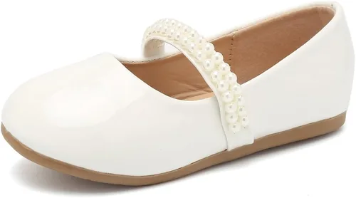 CIOR Merence - Zapatos planos de bailarina con correa para niñas pequeñas, con lazo, elásticos, zapatos tipo Mary Jane, para boda, fiesta y vestido
