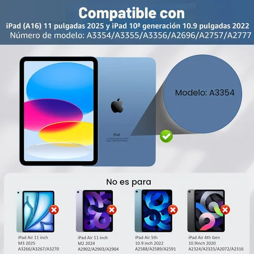 Miniatura 2 de MoKo Funda con teclado táctil para iPad (A16) 11ª generación de 11 pulgadas 2025, iPad de 10.9 pulgadas de 10.9 pulgadas, funda con soporte para azul