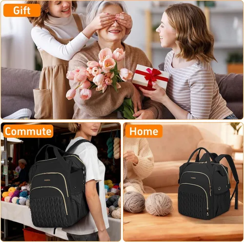 Miniatura 7 de Mochila para hacer punto, organizador grande de bolsa de ganchillo, organizador de almacenamiento de hilo resistente al agua, soporte de hilo