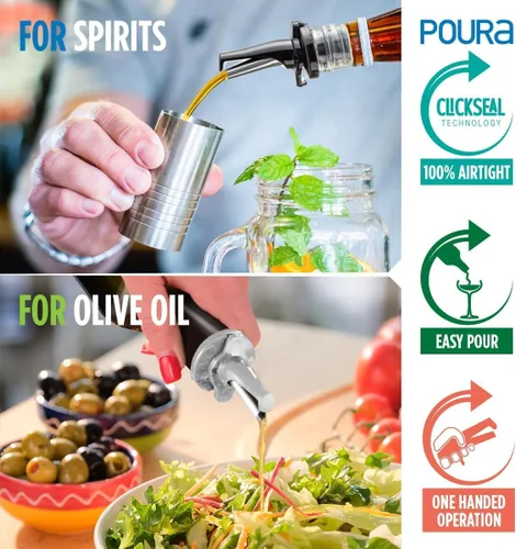 Miniatura 2 de Boquilla para verter licor 3 en 1, boquilla de aceite de oliva con tapas integradas para una protección óptima contra la mosca y el polvo, apto