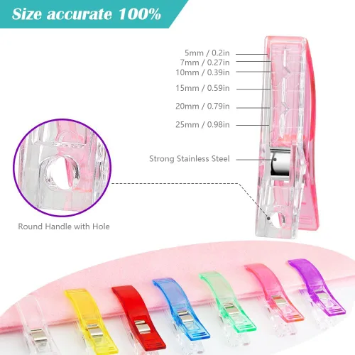 Miniatura 3 de Doukey 100 clips de costura grandes, clips de tela, nociones de costura para coser, suministros de acolchado, herramientas de manualidades, clips