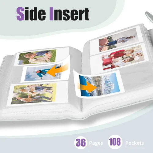 Miniatura 4 de Mini álbum de 108 bolsillos compatible con película Fujifilm Instax Mini, adecuado para Instax Mini 12/11/7+/40/9/Evo/Link 2, álbum de fotos de 2 x