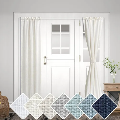 Miniatura 26 de KOUFALL Cortinas de luz lateral para puerta de 72 pulgadas de largo para ventanas laterales, mezcla de lino, protección de privacidad, filtrado