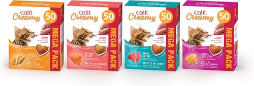 Miniatura 6 de Catit Golosina cremosa para gatos, golosina saludable para gatos, salmón, paquete de 50