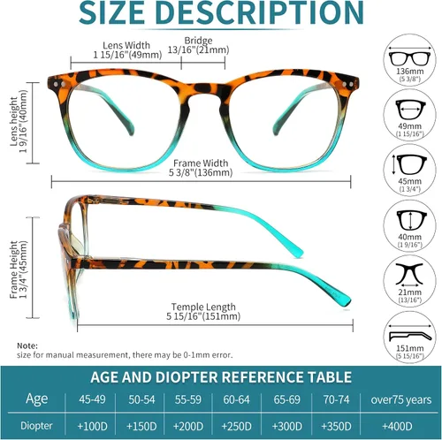 Miniatura 2 de Paquete de 4 gafas de lectura para mujeres y hombres, montura cuadrada con bloqueo de luz azul para computadora con bisagra de resorte, anti fatiga