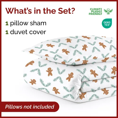 Miniatura 2 de Juego de funda de edredón de Navidad tamaño individual, funda de edredón extra suave con 1 funda de almohada, ropa de cama navideña con cierres