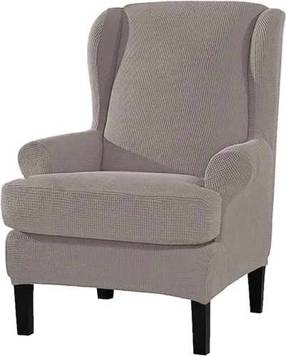 Miniatura 5 de Funda para silla Wingback, fundas elásticas para silla de 2 piezas, fundas elásticas para sofá, funda antideslizante con parte inferior elástica
