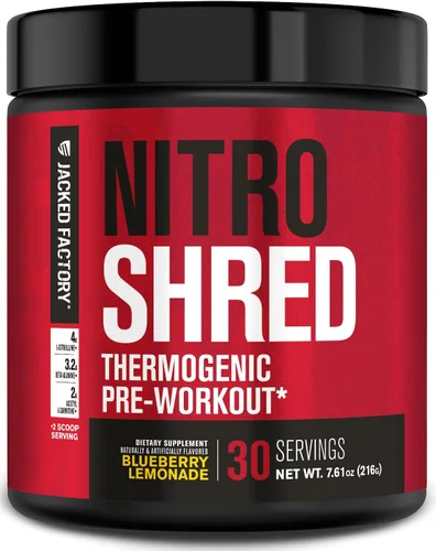 Miniatura 12 de Jacked Factory - Nitrosurge Shred, suplemento preentrenamiento - Potenciador de energía, aumento de fuerza, concentración, bombeo potente
