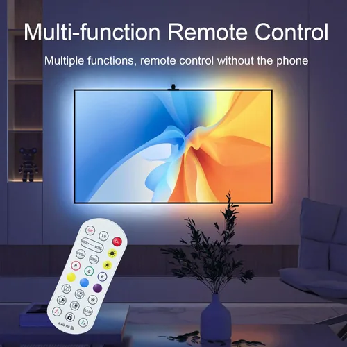 Miniatura 3 de MIHEAL Retroiluminación LED para TV con sensor AR, tira de luces RGB de 12.4 pies para PC de 32 a 60 pulgadas, TV y monitor, luces de TV