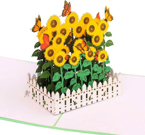 Miniatura 7 de CUTE POPUP Tarjeta de girasol desplegable 3D para ella, diseño de ramo de girasoles, cumpleaños, día de la madre, aniversario, día de San Valentín