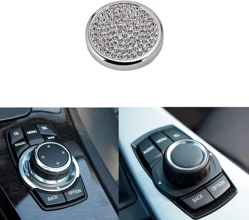 Miniatura 5 de MICROCK Accesorios Brillantes para BMW 1 2 3 5 7 Series X1 X3 X5 X6 Media iDrive Cubierta de Perilla del Botón Interruptor de Control Botón