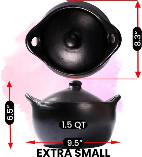 Miniatura 5 de Ancient Cookware, Olla de arcilla Chamba para guiso, extra pequeña, 1.5 cuartos