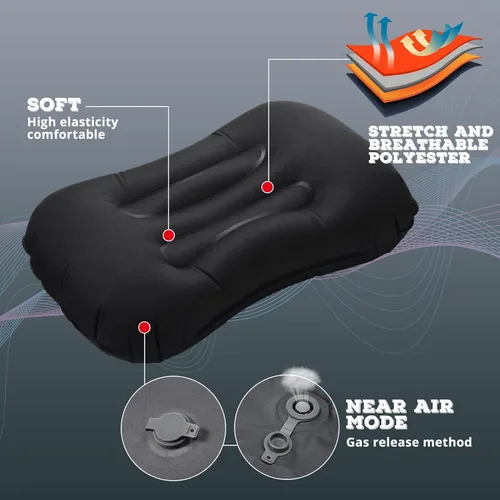 Miniatura 3 de Tatuo 3 almohadas inflables de viaje para camping, almohadas inflables ultraligeras para acampar, almohada portátil para mochilero, soporte lumbar