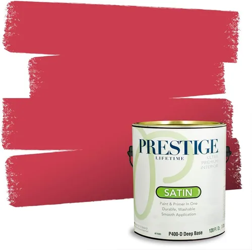 Miniatura 61 de Prestige Paints E100-T-SW6591 Pintura exterior e imprimación en uno, 1 galón, plano, combinación comparable de Sherwin Williams Amaryllis, 1 galón
