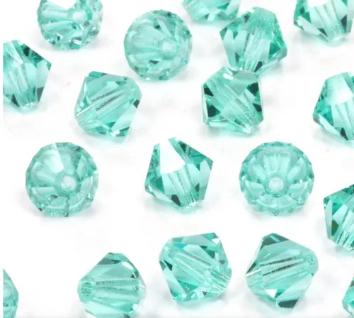 Miniatura 2 de 100 piezas auténticas Preciosa de 3 mm (0.12 pulgadas) cuentas sueltas de cristal bicono facetado pequeño del Mar Caribe (azul) compatibles