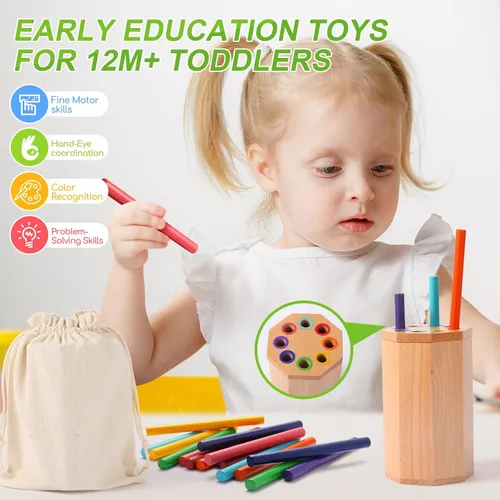 Miniatura 5 de Juguetes Montessori para niños de 1 2 3 años: palos de clasificación de colores de aprendizaje de madera, juguetes para niños pequeños de 1 2 3