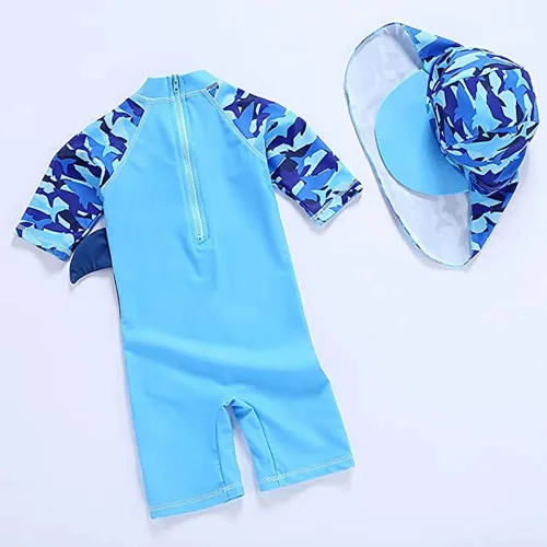 Miniatura 6 de Traje de baño de una pieza con cremallera y sombrero, traje de baño de surf para niños pequeños